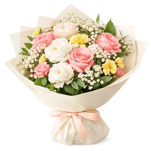 Exemple de présentation d'un bouquet de fleurs fraiches