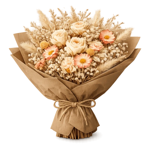 Exemple de présentation d'un bouquet de fleurs séchées